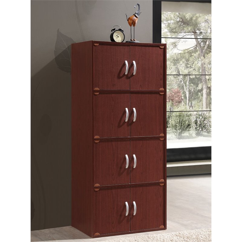 Pemberly Row 4 Shelf 8 Door Bookcase in Mahogany