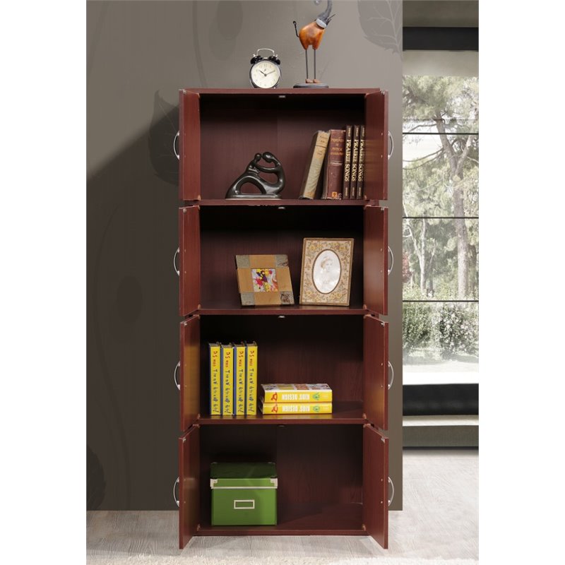 Pemberly Row 4 Shelf 8 Door Bookcase in Mahogany