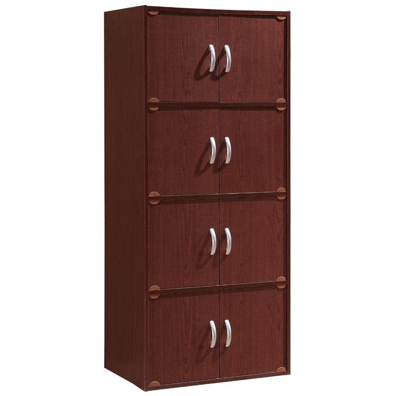 Pemberly Row 4 Shelf 8 Door Bookcase in Mahogany
