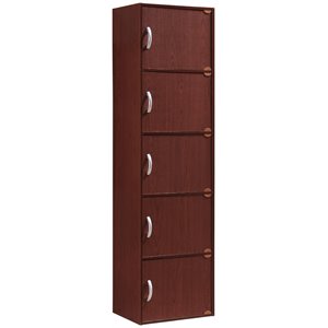 Pemberly Row 5 Shelf 5 Door Bookcase in Mahogany