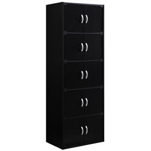 Pemberly Row 5 Shelf 10 Door Bookcase in Black
