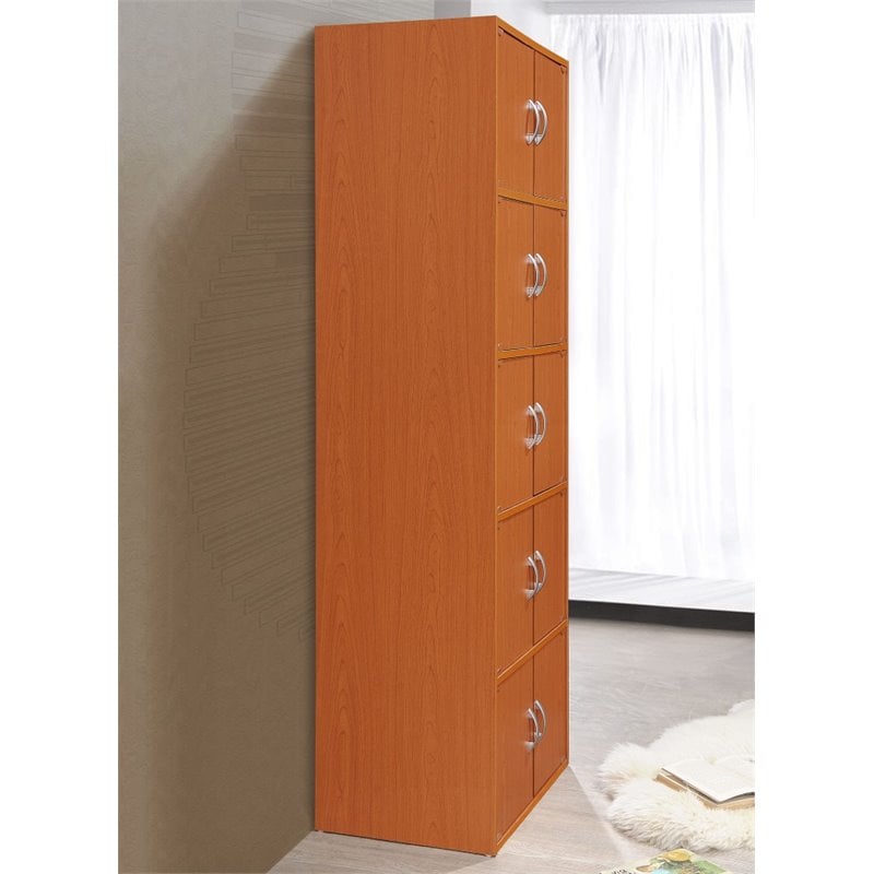 Pemberly Row 5 Shelf 10 Door Bookcase in Cherry