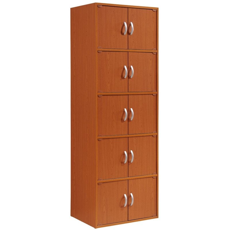 Pemberly Row 5 Shelf 10 Door Bookcase in Cherry