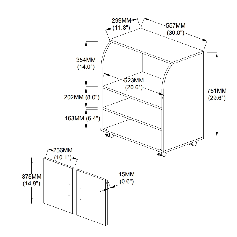 Pemberly Row Microwave Kitchen Cart in Cherry
