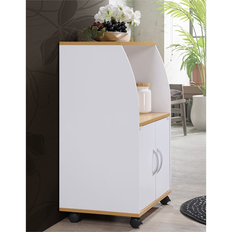 Pemberly Row Microwave Kitchen Cart in White