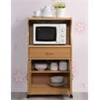 Pemberly Row Microwave Kitchen Cart in Beech