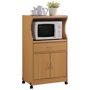 pemberly row 2 door contemporary wooden microwave kitchen cart b
