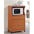Pemberly Row Microwave Kitchen Cart in Cherry