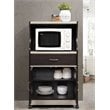Pemberly Row Microwave Kitchen Cart in Chocolate Gray