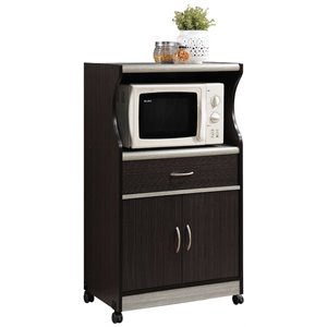 pemberly row 2 door contemporary wooden microwave kitchen cart b