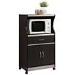 Pemberly Row Microwave Kitchen Cart in Chocolate Gray