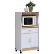 Pemberly Row Microwave Kitchen Cart in White