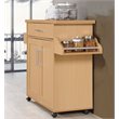 Pemberly Row Contemporary Wood Kitchen Island with Spice Rack in Beige
