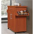 Pemberly Row Contemporary Wood Kitchen Island with Spice Rack in Cherry