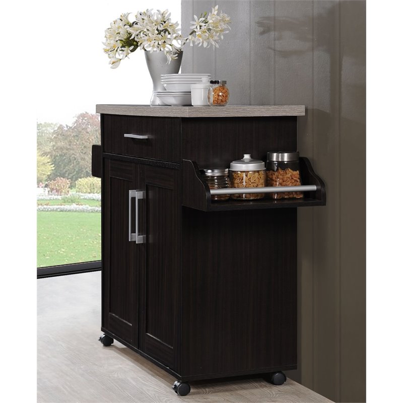 Pemberly Row Kitchen Island with Spice Rack in Chocolate Gray 680270633346 eBay