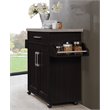Pemberly Row Contemporary Wood Kitchen Island with Spice Rack in Chocolate