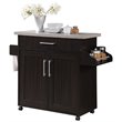 Pemberly Row Contemporary Wood Kitchen Island with Spice Rack in Chocolate