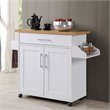 Pemberly Row Contemporary Wood Kitchen Island with Spice Rack in White