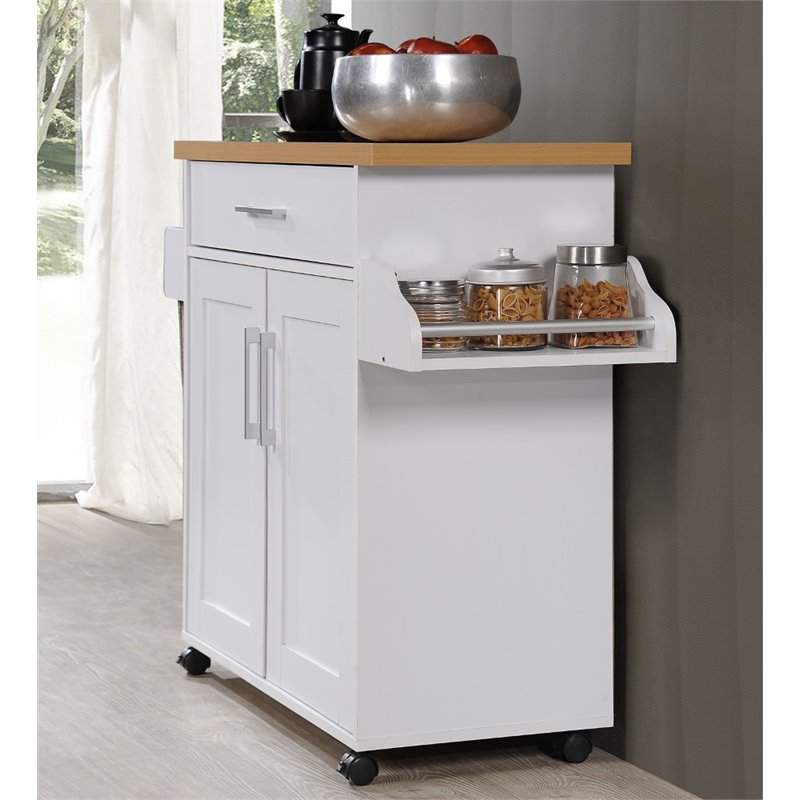 Pemberly Row Kitchen Island with Spice Rack in White 680270633339 eBay