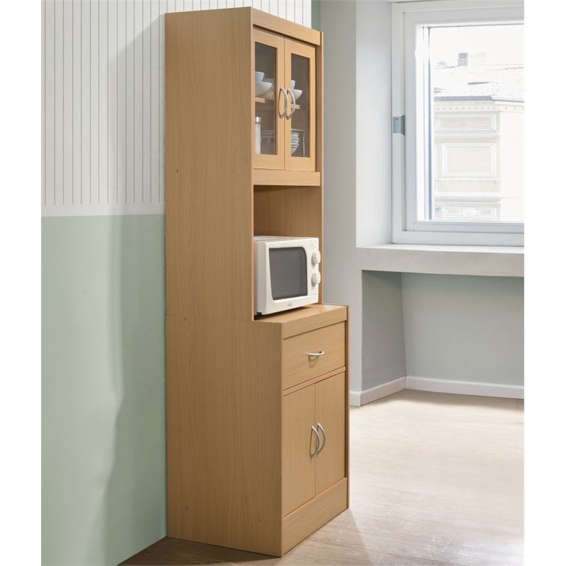 Pemberly Row Kitchen Wood Cabinet in Beech Beige