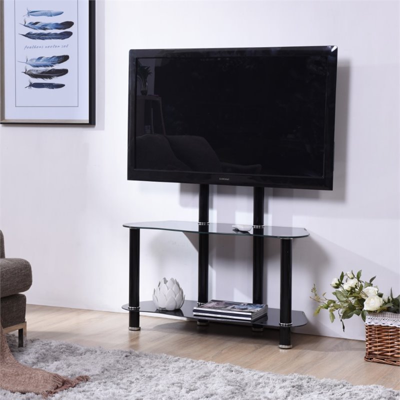 Pemberly Row Modern Glass TV Stand for TVs up to 35