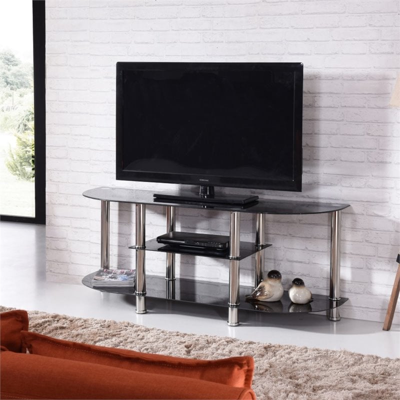 Pemberly Row Modern Glass TV Stand for TVs up to 55