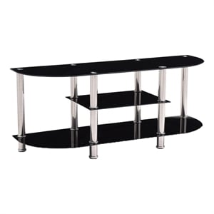 Pemberly Row Modern Glass TV Stand for TVs up to 55&quot in Black