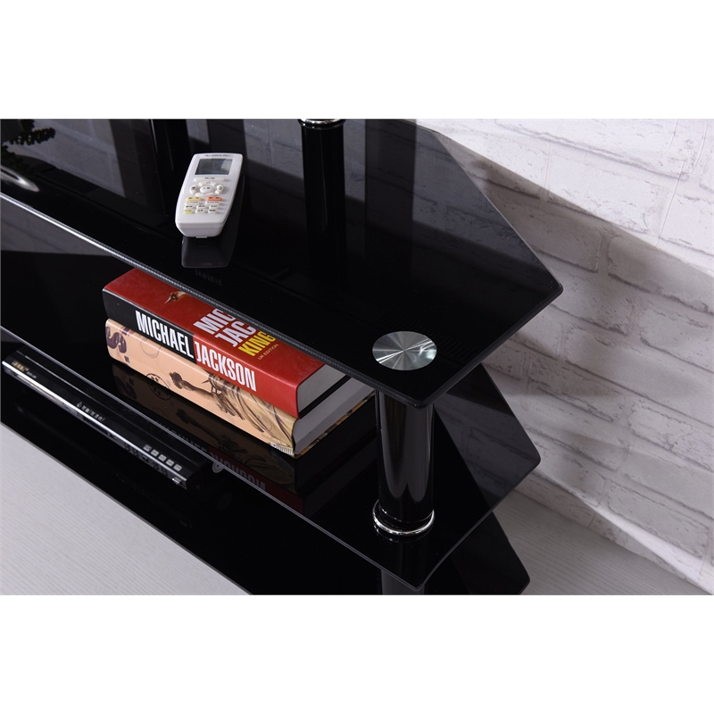 Pemberly Row Modern Glass TV Stand for TVs up to 49