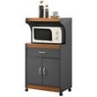Pemberly Row Microwave Kitchen Cart in Gray Oak