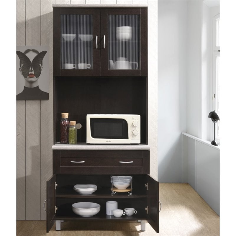 Pemberly Row Kitchen Cabinet in Chocolate Gray