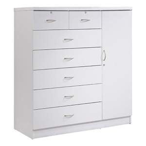 Pemberly Row Contemporary 7 Drawer Wood Chest with 2 Locking Drawers in White