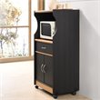 Pemberly Row Microwave Kitchen Cart in Black Beech