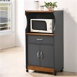 Pemberly Row Microwave Kitchen Cart in Gray Oak