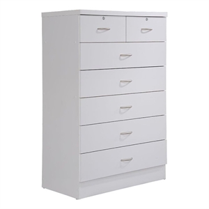 Pemberly Row Contemporary 7 Spacious Drawer Wood Chest in White