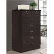 Pemberly Row Contemporary Wood 7 Spacious Drawers Chest in Chocolate