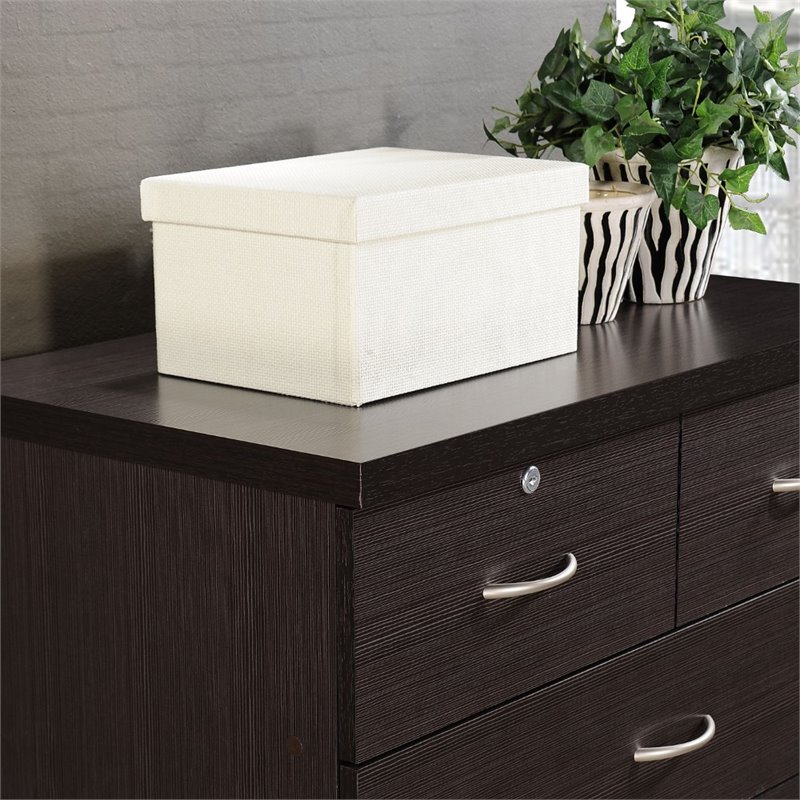 Pemberly Row Contemporary Wood 7 Spacious Drawers Chest in Chocolate