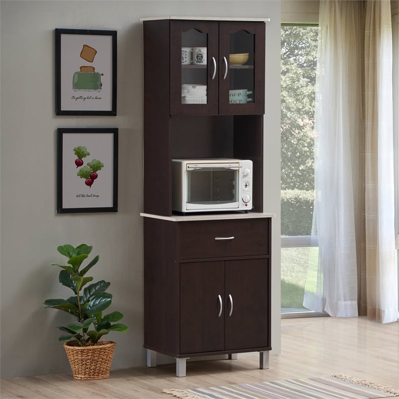 Pemberly Row Kitchen Cabinet in Chocolate Gray