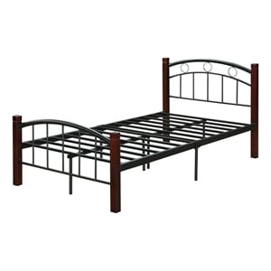 Pemberly Row Modern Metal Twin Bed with Headboard and Footboard in Black