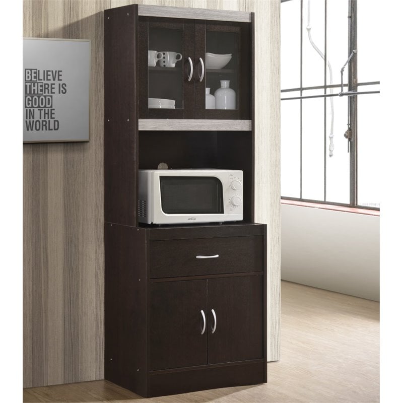 Pemberly Row Kitchen Cabinet in Chocolate Gray