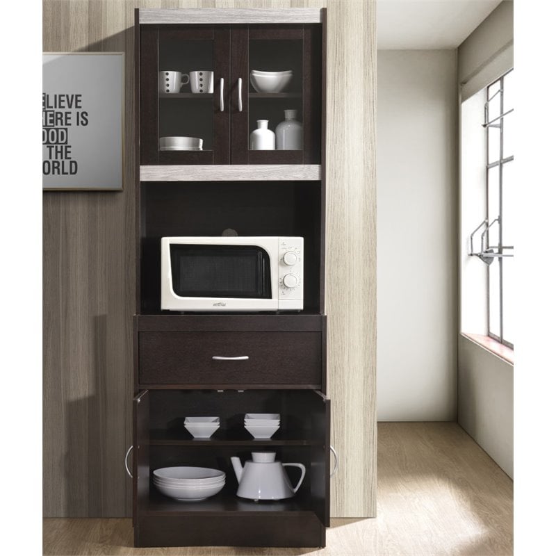 Pemberly Row Kitchen Cabinet in Chocolate Gray