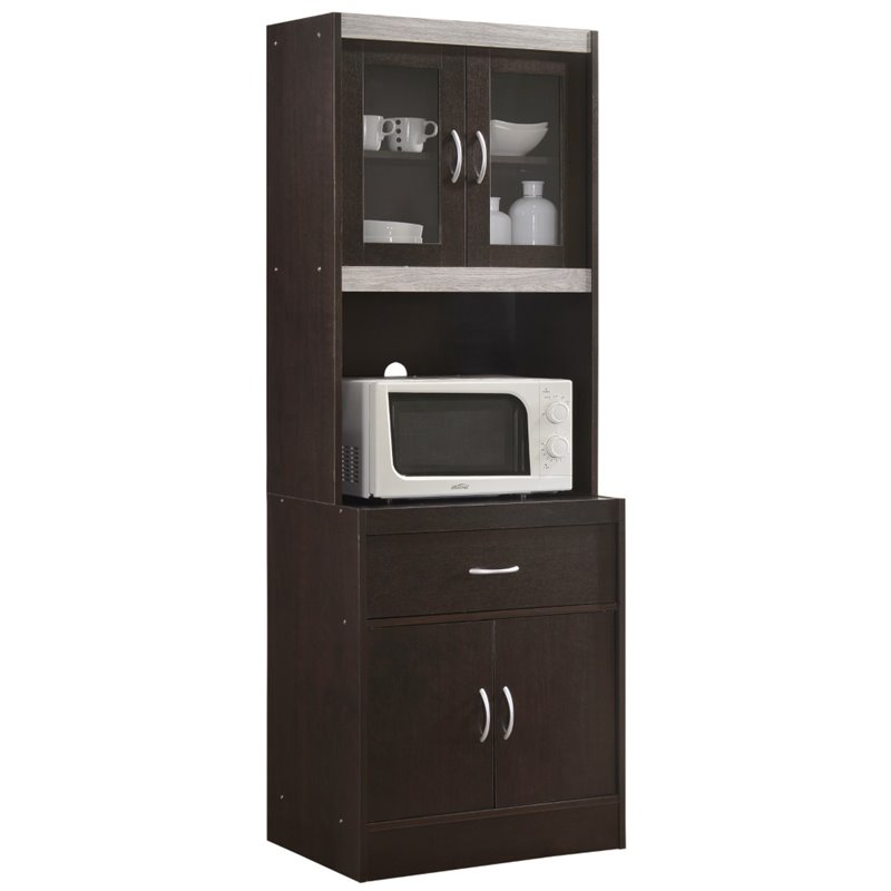 Pemberly Row Kitchen Cabinet in Chocolate Gray Pemberly Row Kitchen Cabinet in Chocolate Gray