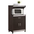 Pemberly Row Microwave Kitchen Cart in Chocolate Gray