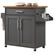 Pemberly Row Contemporary Wood Kitchen Island with Spice Rack in Gray/Oak
