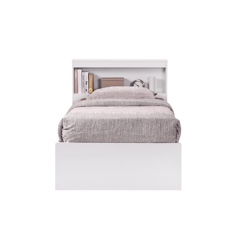 Pemberly Row Contemporary Wood Twin Captain Storage Bed with 3 Drawers in White