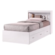 Pemberly Row Contemporary Wood Twin Captain Storage Bed with 3 Drawers in White