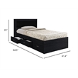 Pemberly Row Twin Captain Storage Bed with 3 Drawers in Black