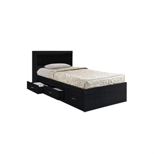Pemberly Row Twin Captain Storage Bed with 3 Drawers in Black