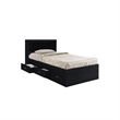 Pemberly Row Twin Captain Storage Bed with 3 Drawers in Black