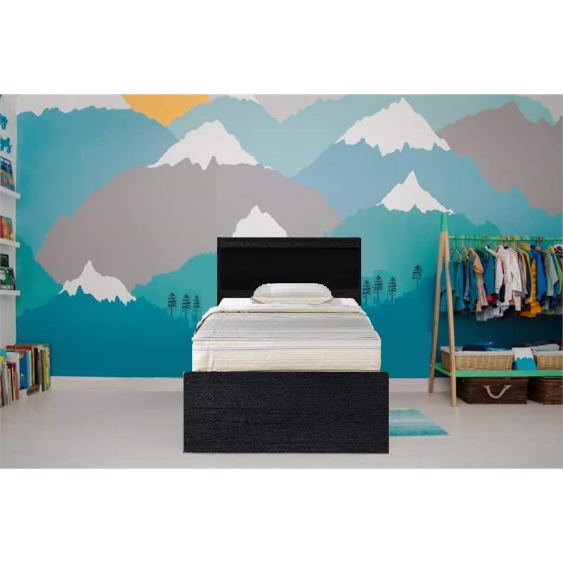 Pemberly Row Twin Captain Storage Bed with 3 Drawers in Black