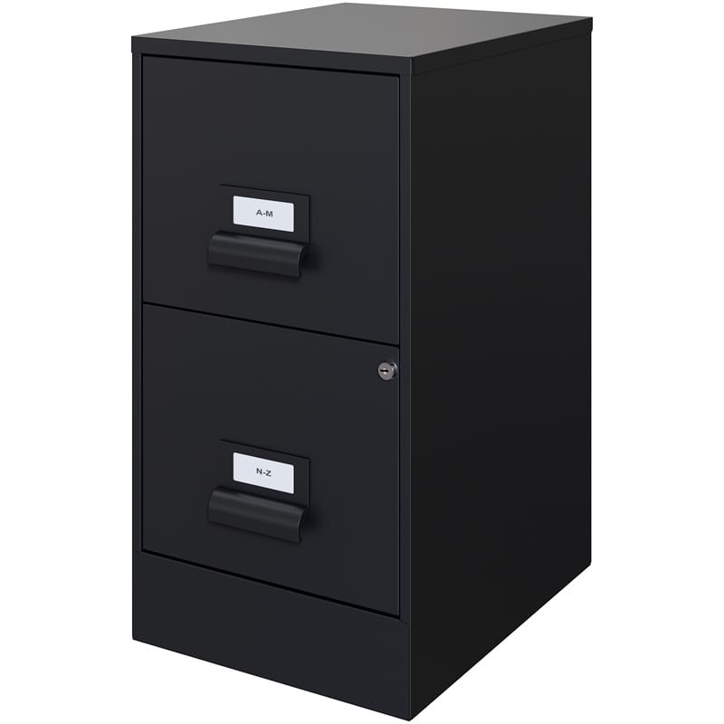 Pemberly Row 2 Drawers Vertical Black Metal Filing Cabinet Pre-assembled